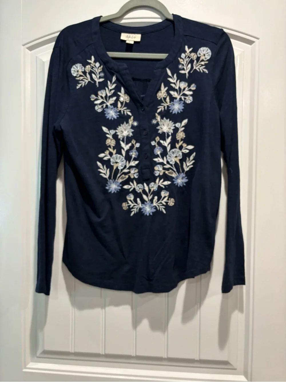 Style and Co Blue Peasant blouse